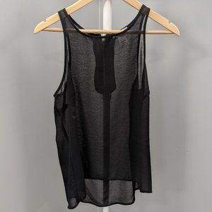 Free 2 Luv Black Sleeveless Sheer High Low Top, M
